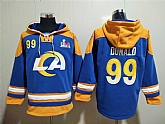 Rams 99 Aaron Donald Royal Super Bowl LVI All Stitched Sweatshirt Hoodie,baseball caps,new era cap wholesale,wholesale hats